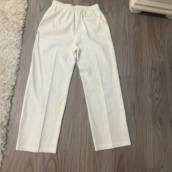 NWT Zara White Linen Wide-Leg Pants - Picture 3 of 14